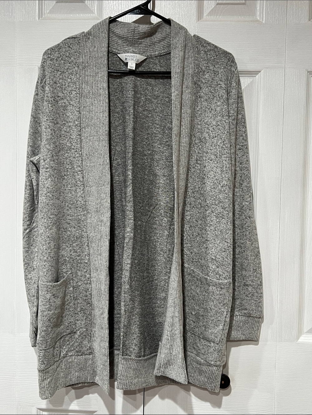Market & Spruce Light Gray Open-Front Knit Cardigan